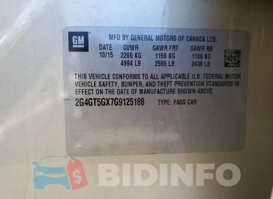2G4GT5GX7G9125188 Photo# 12