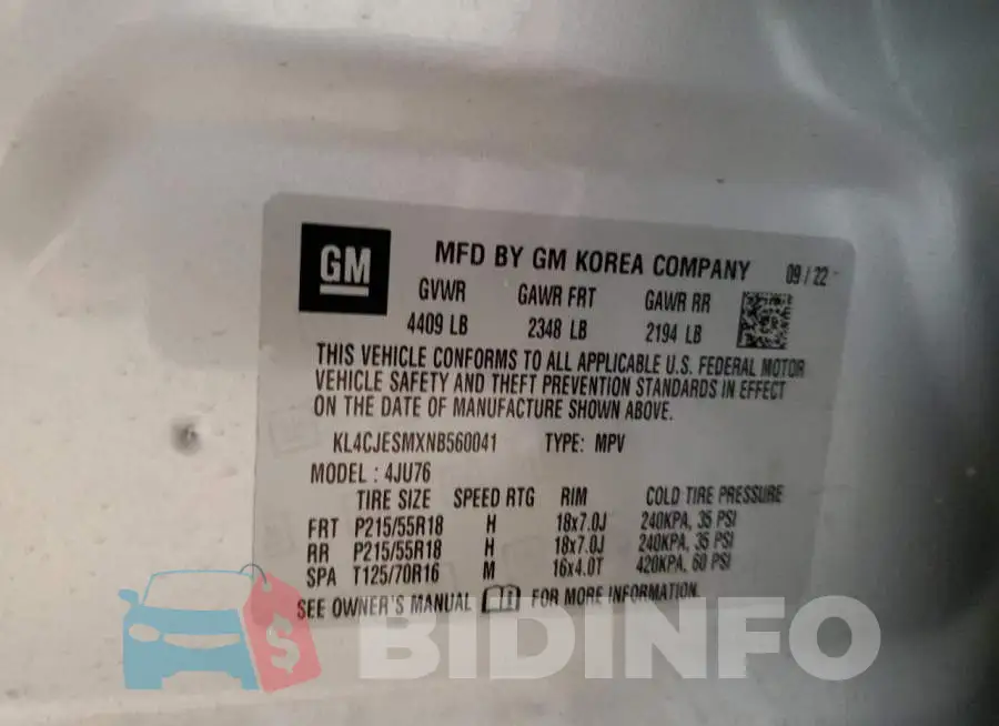 KL4CJESMXNB560041 Photo# 13