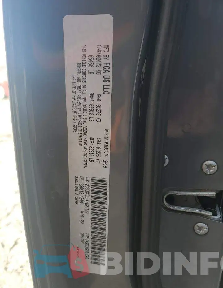 2C3CDXGJ1KH622120 Photo# 12