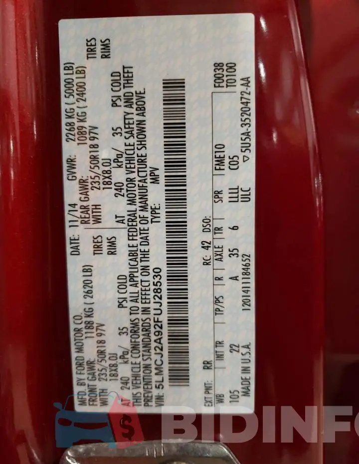 5LMCJ2A92FUJ28530 Photo# 14