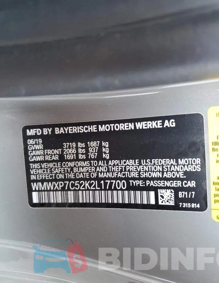 WMWXP7C52K2L17700 Photo# 12