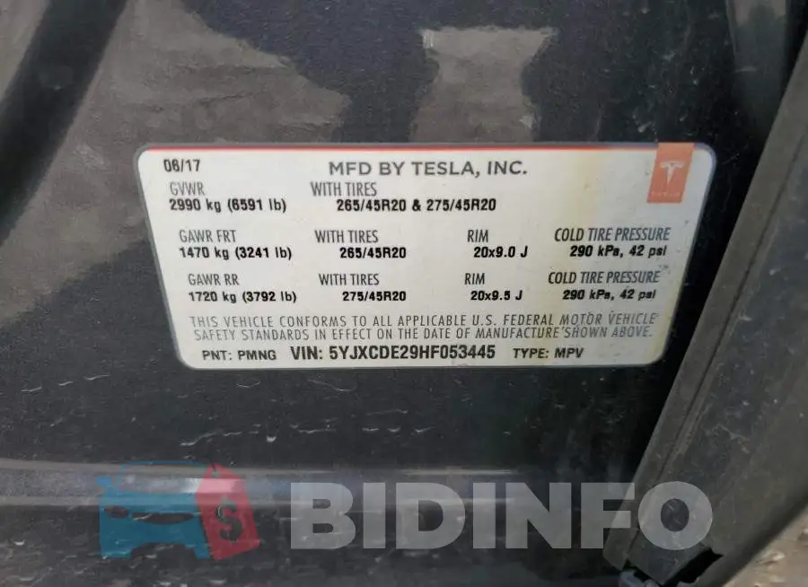 5YJXCDE29HF053445 Photo# 12