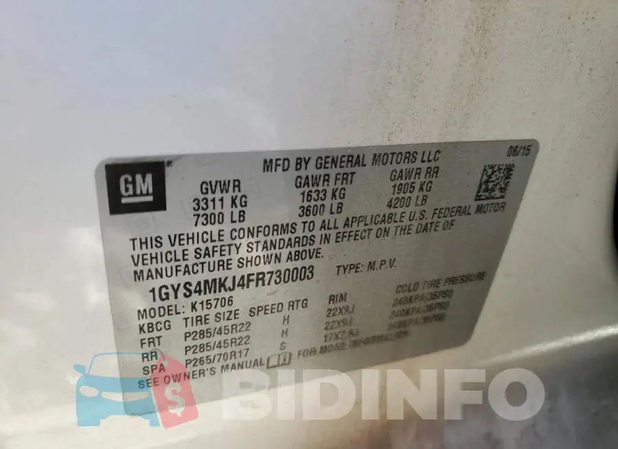 1GYS4MKJ4FR730003 Photo# 14