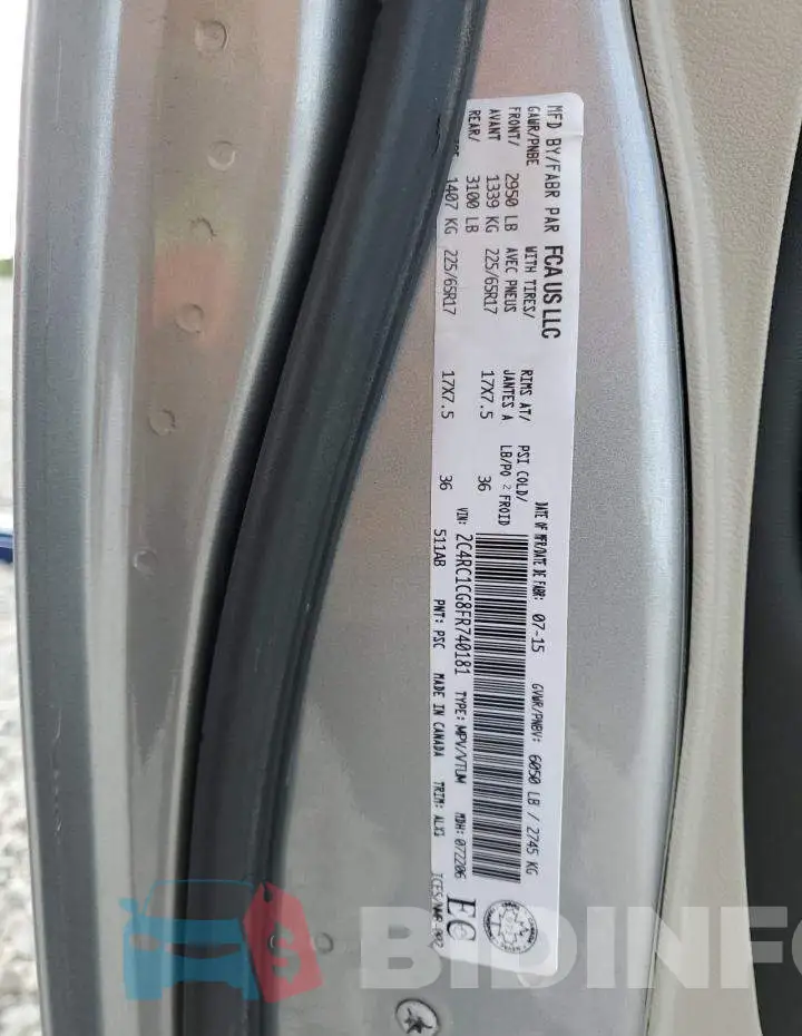 2C4RC1CG8FR740181 Photo# 14