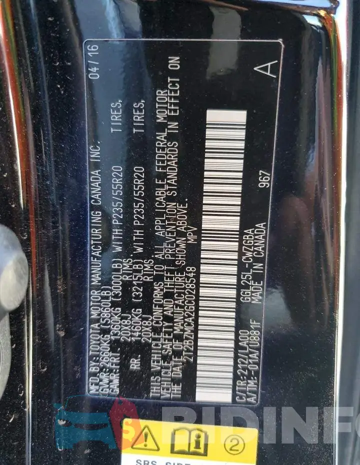 2T2BZMCA2GC028548 Photo# 14