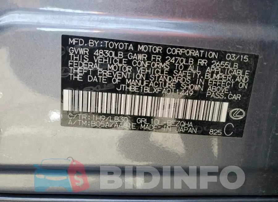 JTHBE1BLXFA011449 Photo# 12