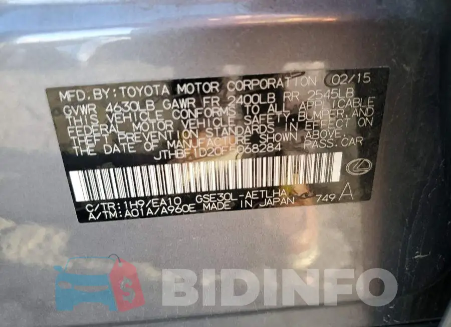 JTHBF1D20F5068284 Photo# 12