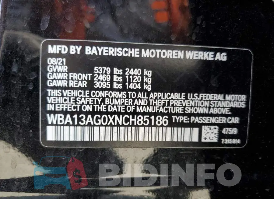 WBA13AG0XNCH85186 Photo# 12