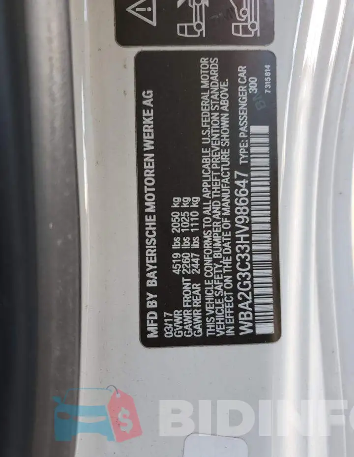 WBA2G3C33HV986647 Photo# 12