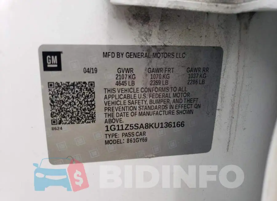 1G11Z5SA8KU136166 Photo# 13