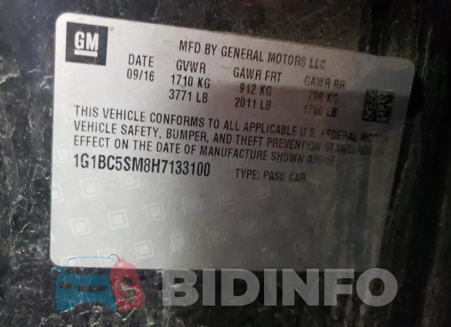 1G1BC5SM8H7133100 Photo# 12