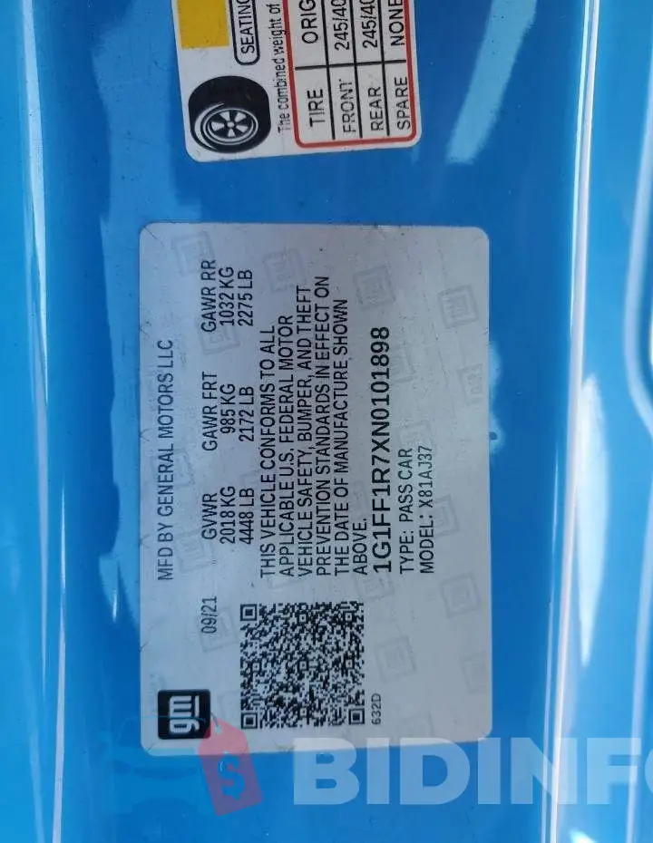 1G1FF1R7XN0101898 Photo# 12
