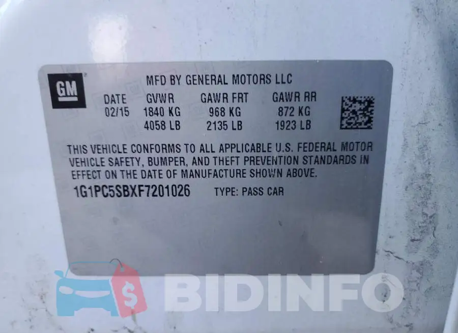 1G1PC5SBXF7201026 Photo# 13