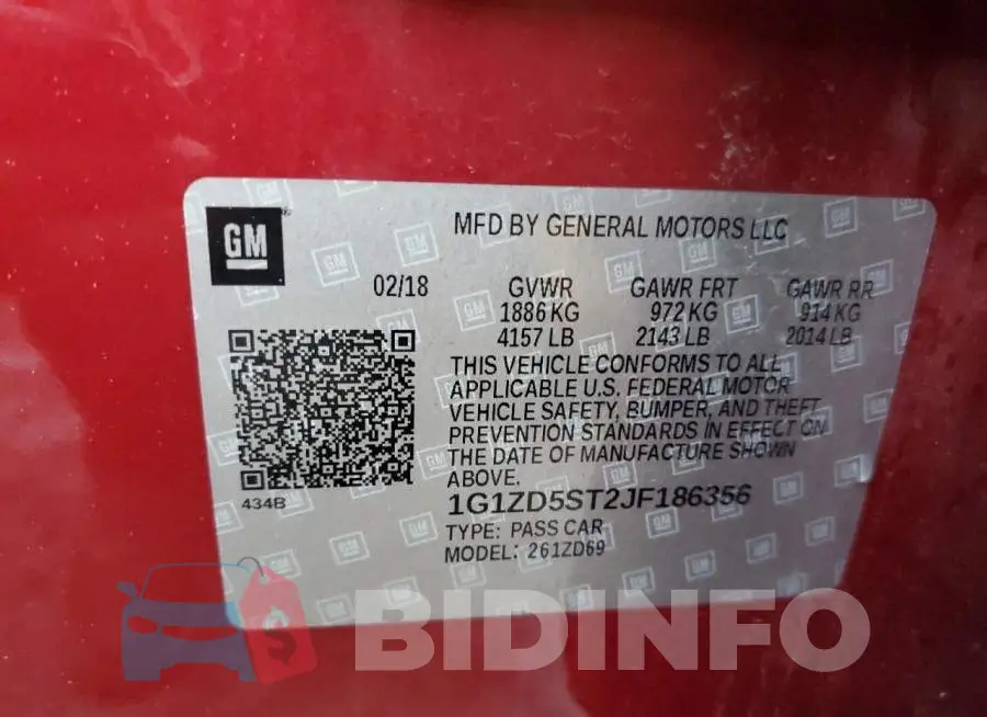 1G1ZD5ST2JF186356 Photo# 12