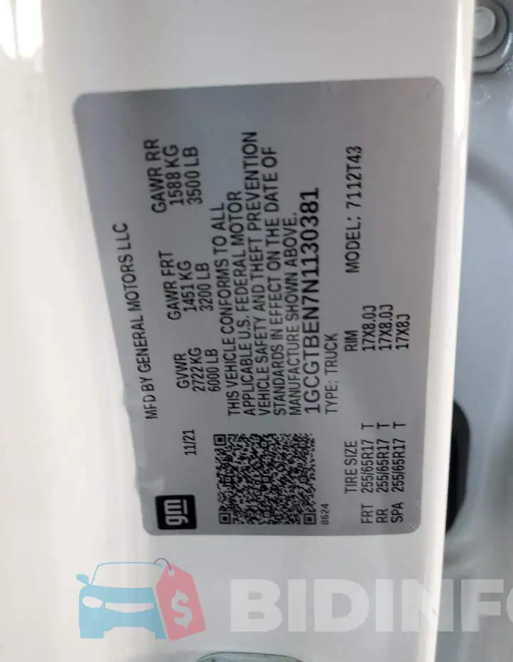 1GCGTBEN7N1130381 Photo# 13