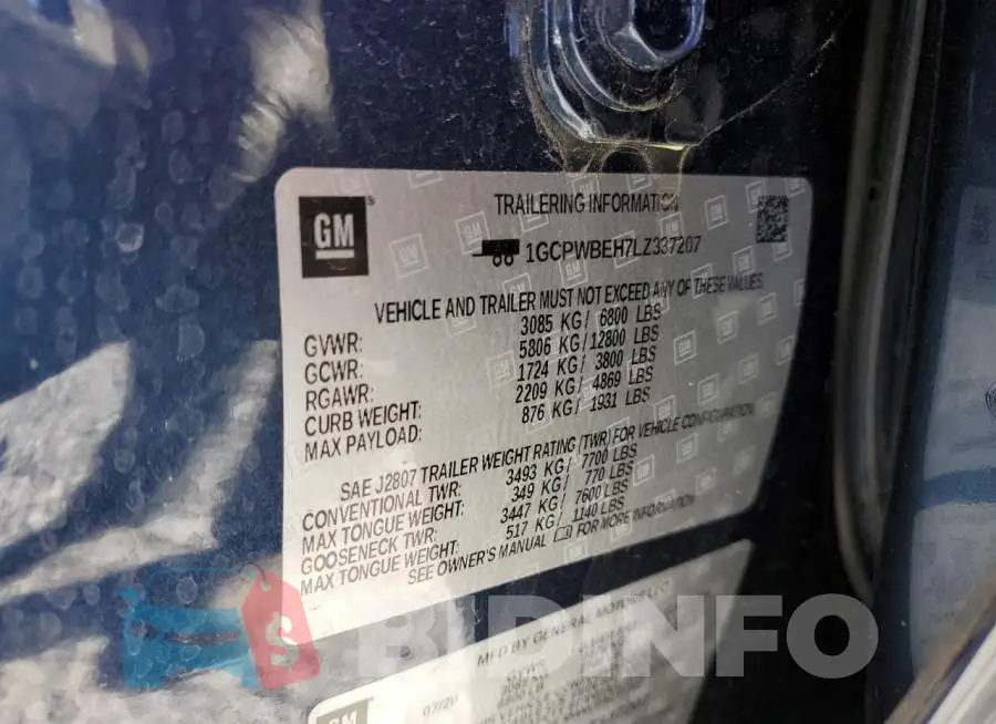 1GCPWBEH7LZ337207 Photo# 12