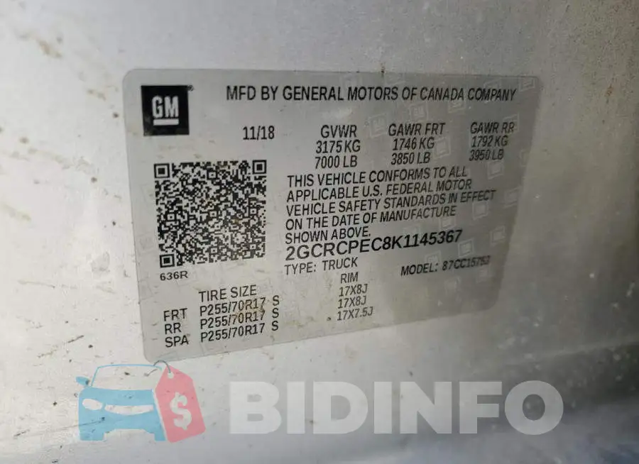 2GCRCPEC8K1145367 Photo# 12