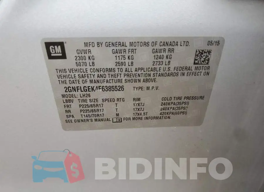 2GNFLGEK4F6385526 Photo# 12