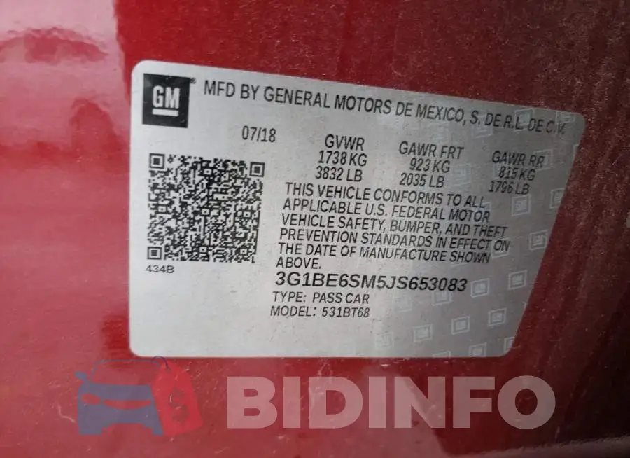 3G1BE6SM5JS653083 Photo# 13
