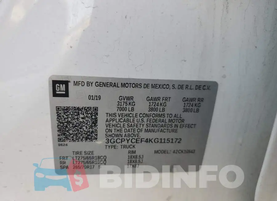 3GCPYCEF4KG115172 Photo# 12