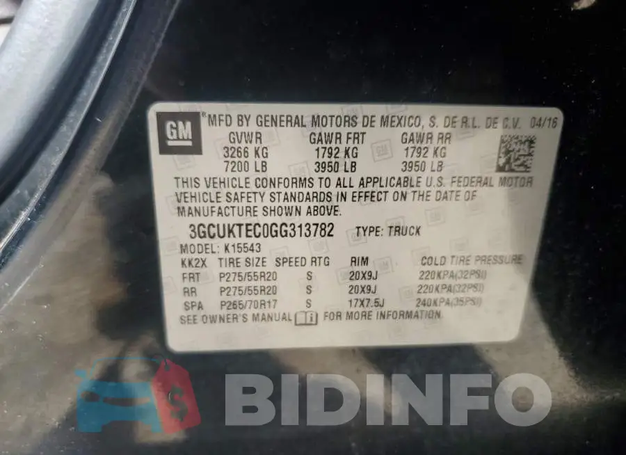 3GCUKTEC0GG313782 Photo# 12