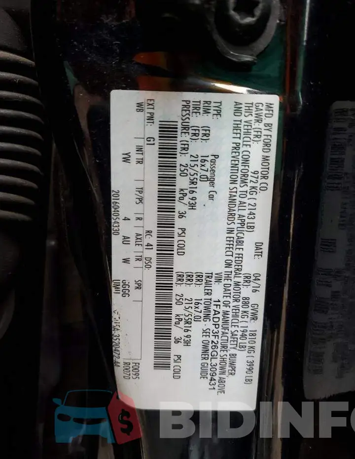 1FADP3F26GL309431 Photo# 12