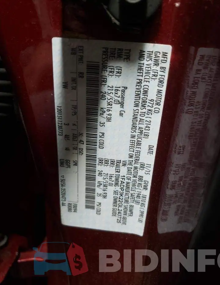 1FADP3K22GL243725 Photo# 13