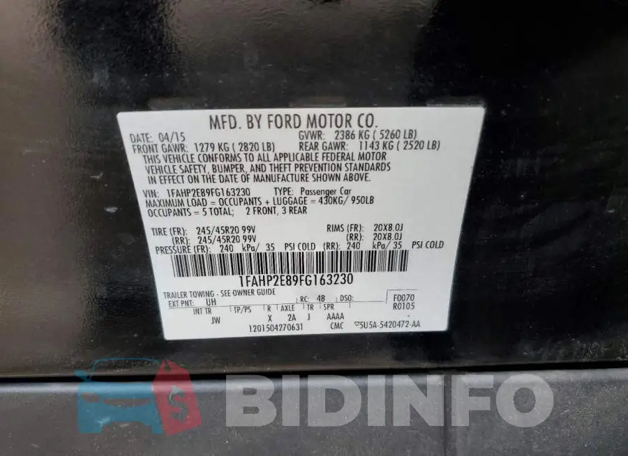 1FAHP2E89FG163230 Photo# 13
