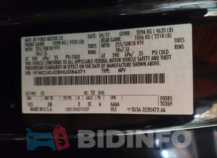 1FMCU0JD8HUD84371 Photo# 13