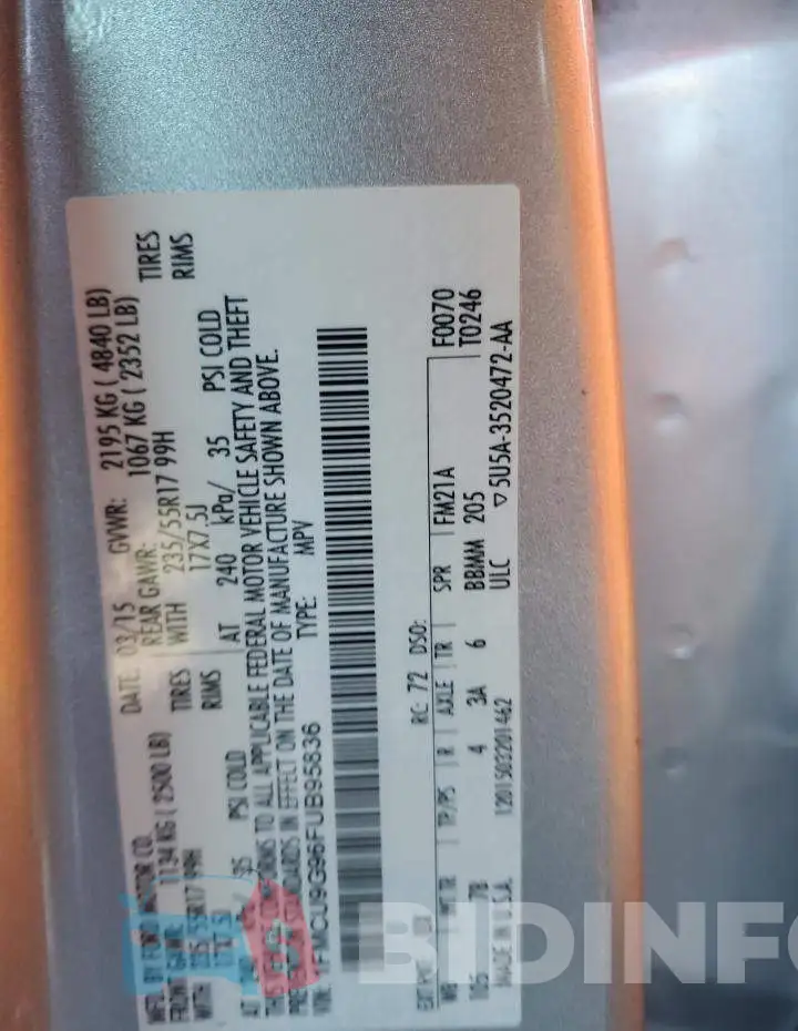 1FMCU9G96FUB95836 Photo# 13