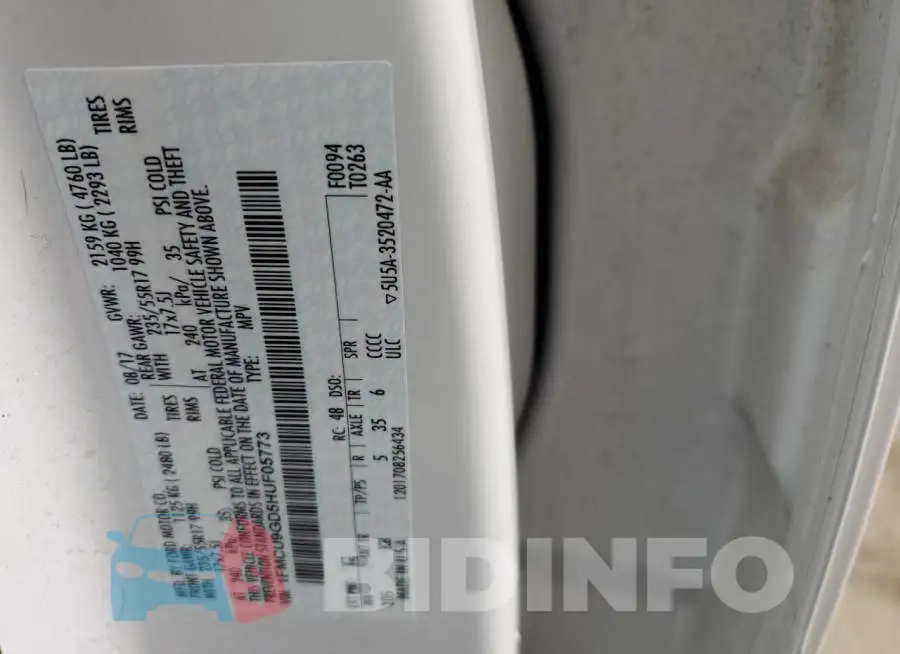 1FMCU9GD5HUF05773 Photo# 13