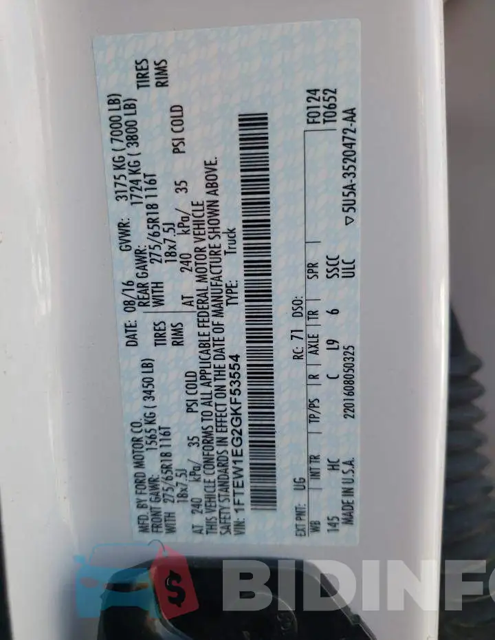 1FTEW1EG2GKF53554 Photo# 12