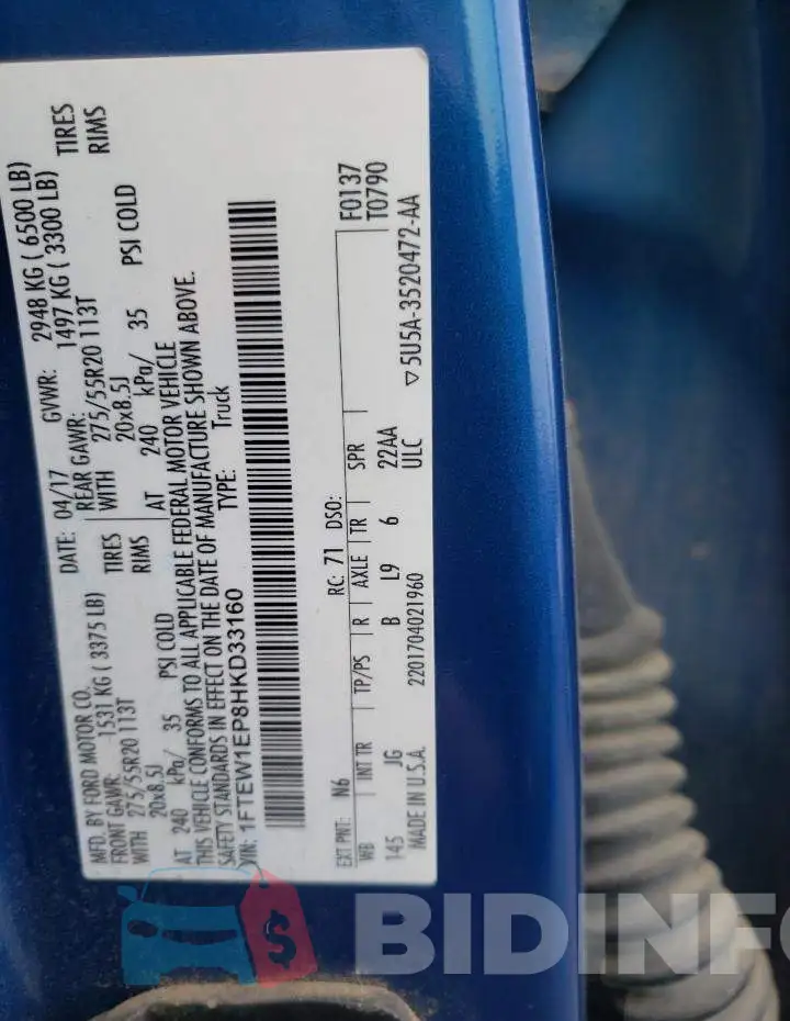 1FTEW1EP8HKD33160 Photo# 12