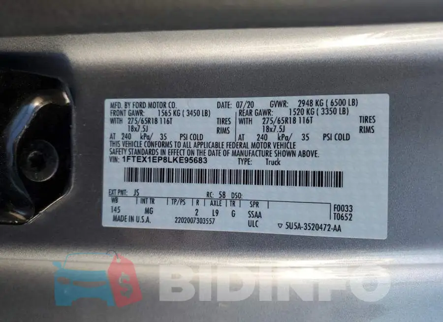 1FTEX1EP8LKE95683 Photo# 12