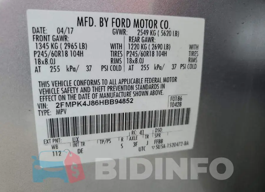 2FMPK4J86HBB94852 Photo# 12
