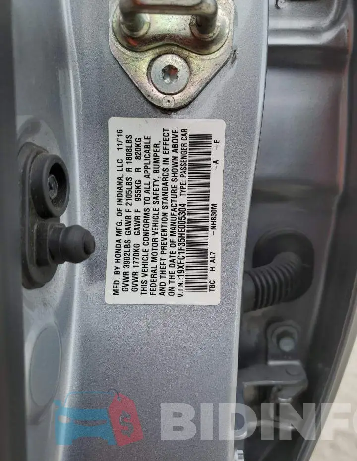 19XFC1F35HE005304 Photo# 12