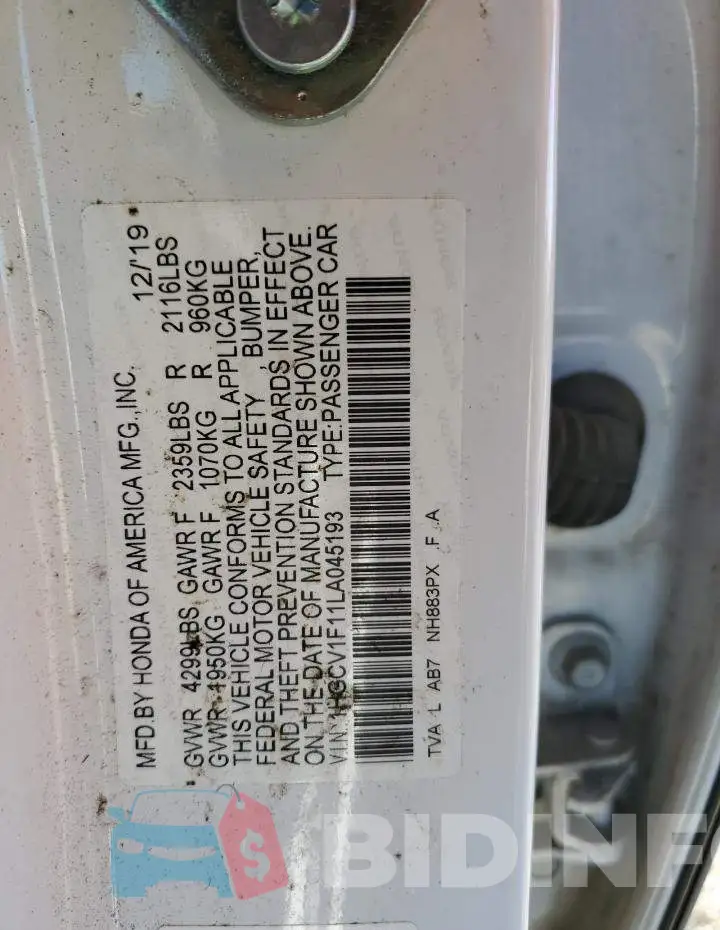 1HGCV1F11LA045193 Photo# 12
