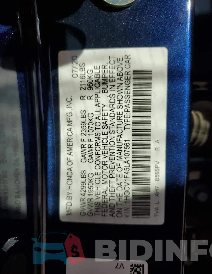 1HGCV1F45LA107561 Photo# 12