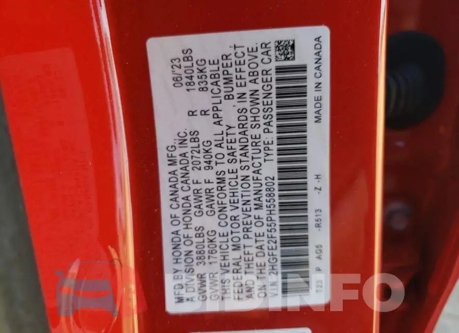 2HGFE2F55PH558802 Photo# 12