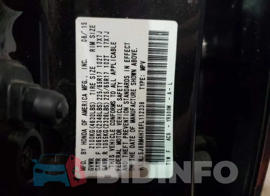 5J6RM4H76FL112338 Photo# 13
