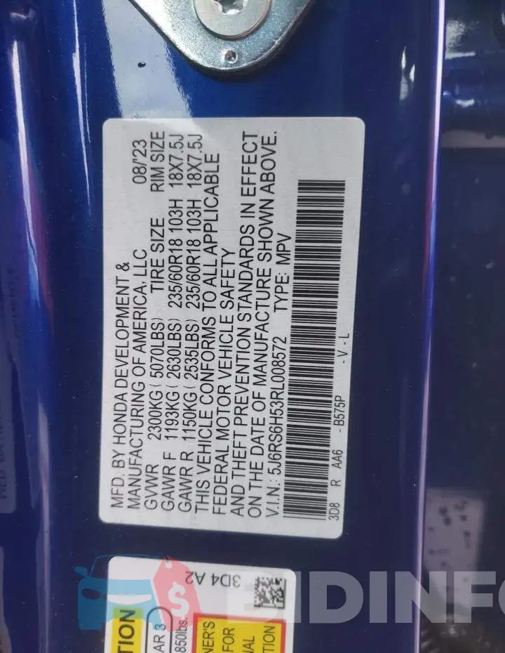 5J6RS6H53RL008572 Photo# 12