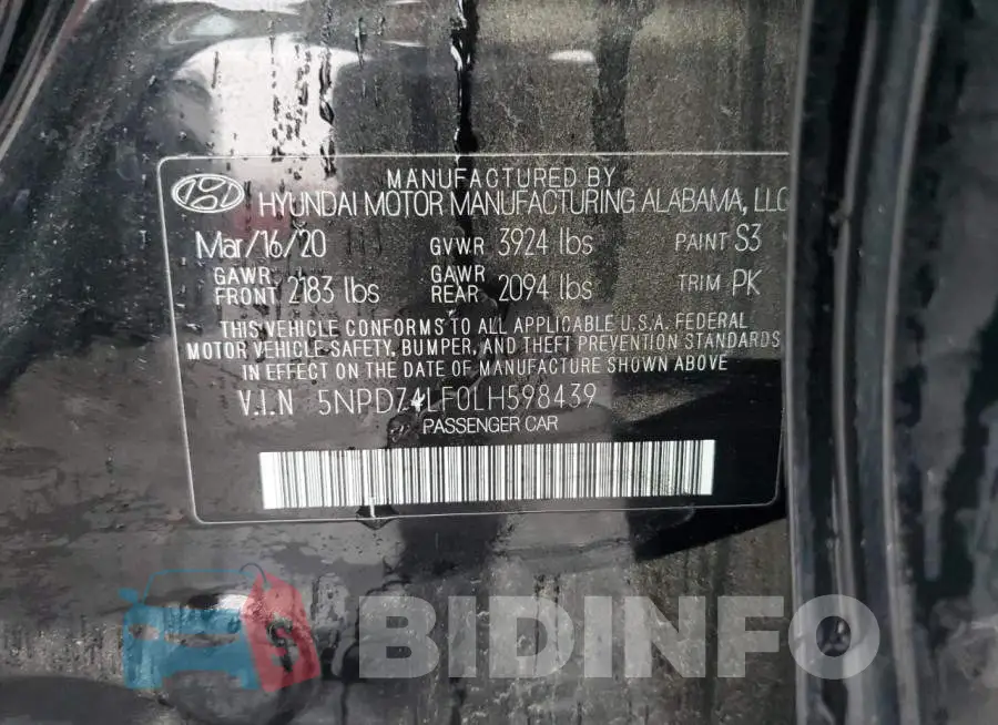 5NPD74LF0LH598439 Photo# 13
