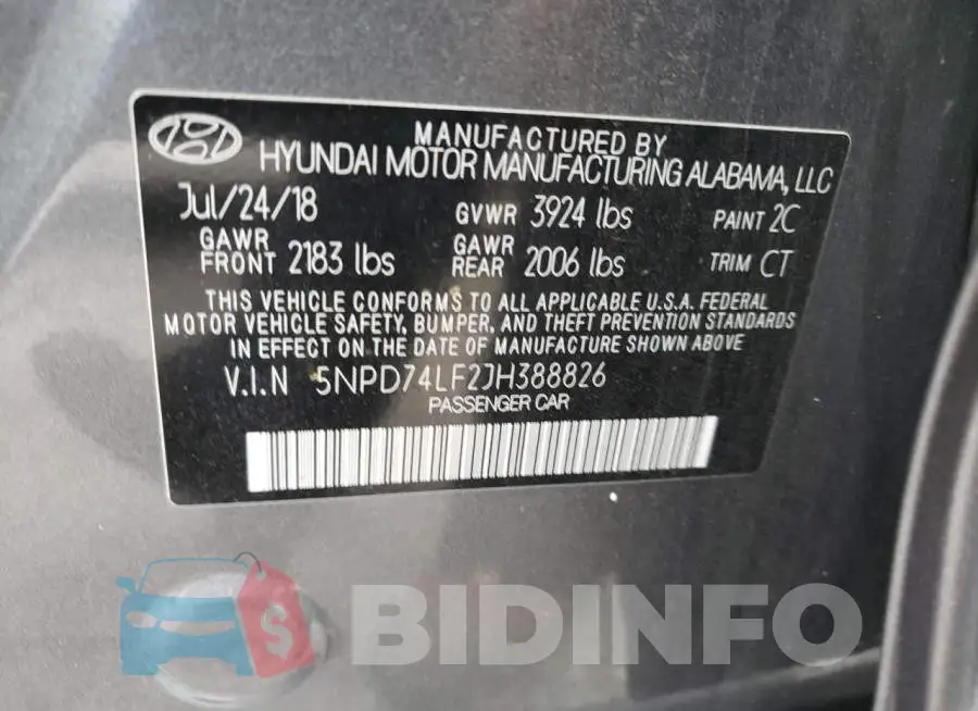 5NPD74LF2JH388826 Photo# 12