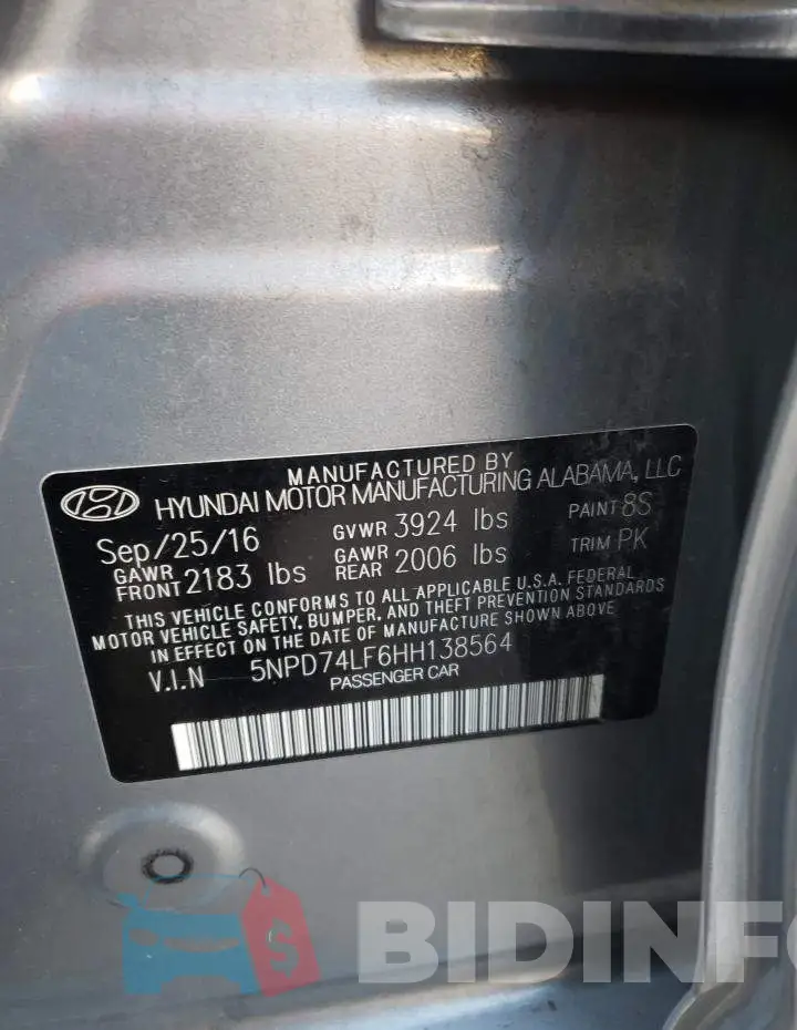 5NPD74LF6HH138564 Photo# 12