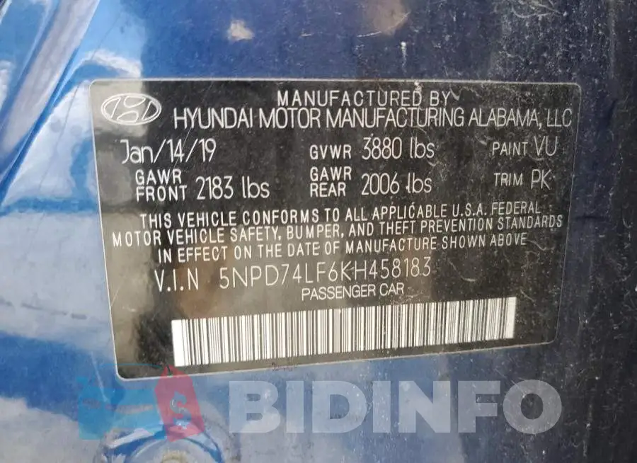 5NPD74LF6KH458183 Photo# 12