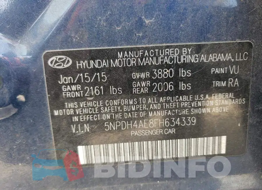 5NPDH4AE8FH634339 Photo# 13