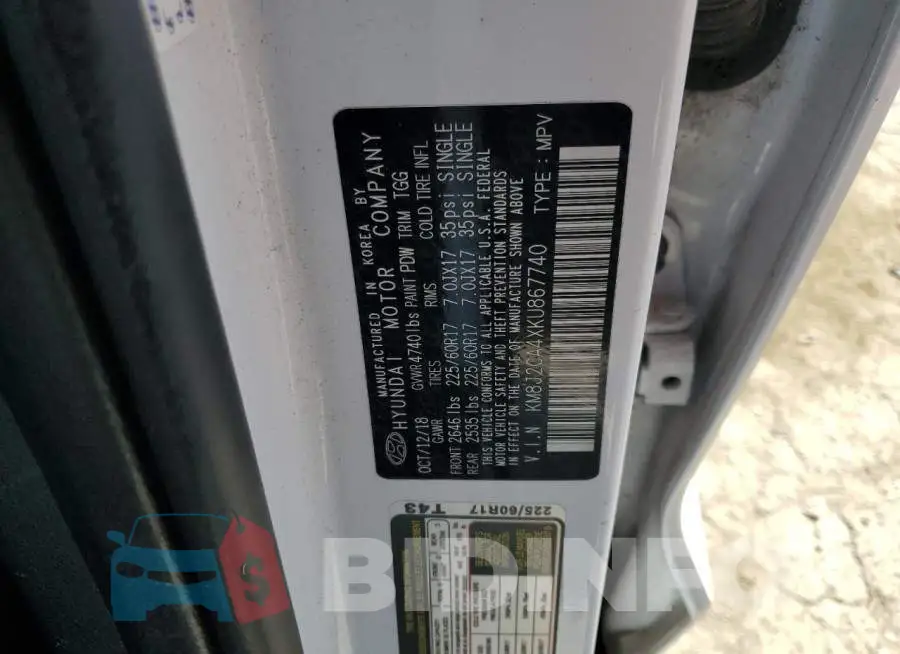 KM8J2CA4XKU867740 Photo# 13