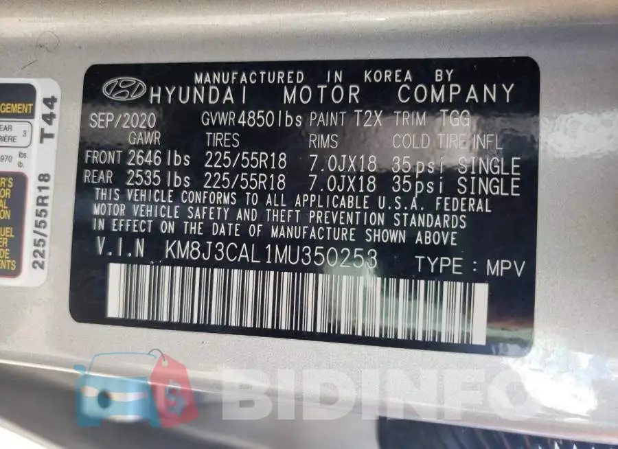 KM8J3CAL1MU350253 Photo# 12