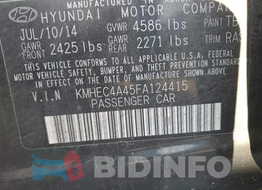 KMHEC4A45FA124415 Photo# 12