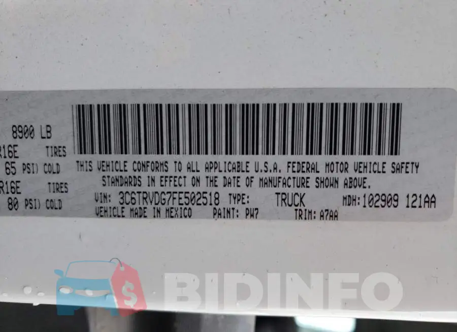 3C6TRVDG7FE502518 Photo# 13